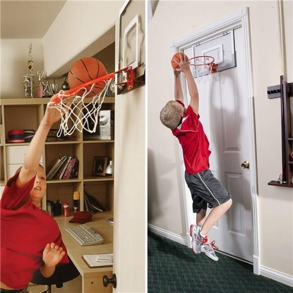 Indoor Mini Basketball Hoop Set for Kids - 17" x 12.5" Door Basketball Hoops - Picture 5 of 6
